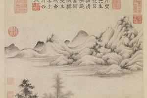 秋林钓艇图
