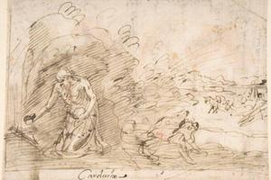 素描合集-Bartolomé Carducho--St. Jerome Penitent (recto); Accounts (verso)