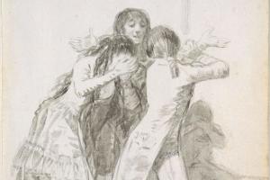 素描合集-Goya--Weeping Woman and Three Men