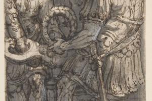 素描合集-Perino del Vaga--Alexander Cutting the Gordian Knot, Study for a Fresco