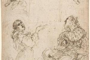 素描合集-Guercino--Saint Francis of Assisi and Saint Louis