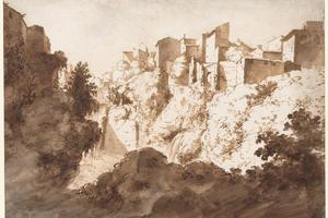 素描合集-Bartholomeus Breenbergh--View of an Italian Town