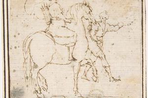 素描合集-attributed to Francesco Allegrini--Man on Horseback with Attendant