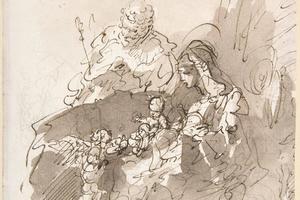 素描合集-Giuseppe Bernardino Bison--The Rest on the Flight into Egypt