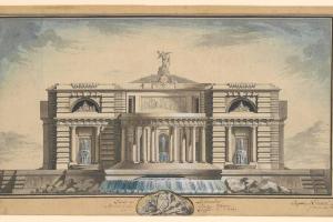 素描合集-Louis Gustave Taraval--Design for a Neoclassical Building