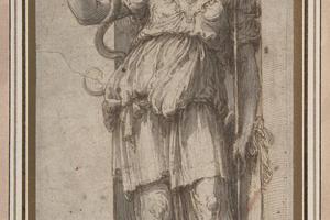 素描合集-Perino del Vaga--Study for Allegorical Figure of Prudence