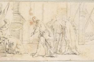 素描合集-Giovanni Battista Tiepolo--Illustration for a Book Queen of Port City Receiving Envoys