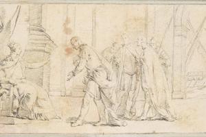素描合集-Giovanni Battista Tiepolo--Illustration for a Book Queen of Port City Receiving Envoys