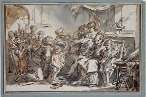 素描合集-Jean-Baptiste Greuze--Domestic Scene