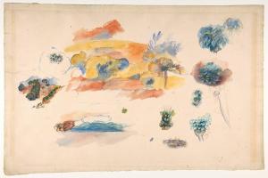 素描合集-Auguste Renoir--Studies of Landscape, Trees, and Exotic Fruit