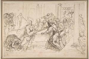 素描合集-Palma Il Giovane--Penitent Woman Anointing the Feet of Christ