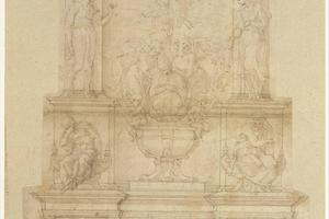 素描合集-Michelangelo Buonarroti--Design for the Tomb of Pope Julius