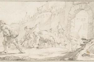 素描合集-Giovanni Battista Tiepolo--Illustration for a Book Inhabitants Leaving a Conquered City