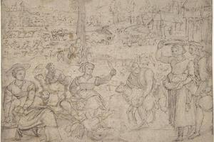 素描合集-Master of the Months of Lucas--The Month of June, Shearing Sheep