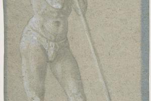 素描合集-attributed to Domenico Veneziano--Standing Youth Leaning on a Long Staff