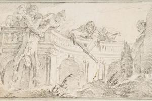 素描合集-Giovanni Battista Tiepolo--Illustration for a Book Scene of Men Disposing