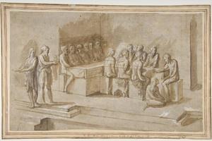 素描合集-Biagio Pupini--Penitent Woman Anointing the Feet of Christ at the Table