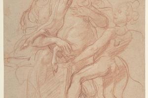 素描合集-Baldassarre Franceschini--Allegorical Figure of Purity with a Unicorn and Putto