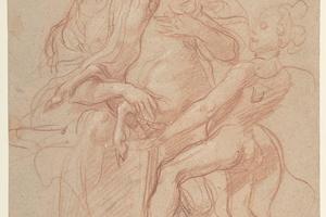 素描合集-Baldassarre Franceschini--Allegorical Figure of Purity with a Unicorn and Putto