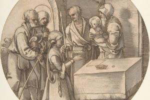 素描合集-Sebald Beham--The Presentation of the Infant Jesus in the Temple