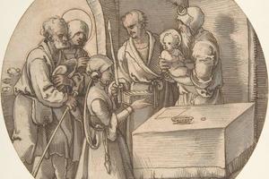素描合集-Sebald Beham--The Presentation of the Infant Jesus in the Temple