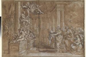 素描合集-Pietro da Cortona--Allegory in Honor of Cardinal Antonio