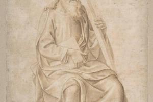 素描合集-Pesellino--Saint Philip Seated, Holding a Book and a Cross