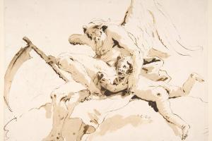 素描合集-Giovanni Battista Tiepolo--Time Seated, Clutching a Putto