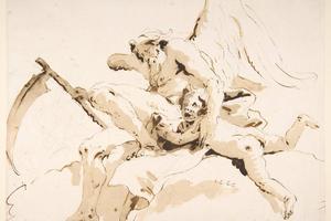 素描合集-Giovanni Battista Tiepolo--Time Seated, Clutching a Putto