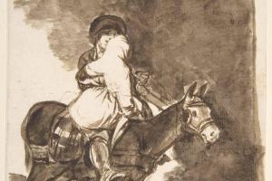 素描合集-Goya--A Man and a Woman on a Mule; Images of Spain Album