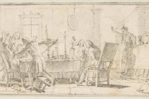 素描合集-Giovanni Battista Tiepolo--Illustration for a Book Scene of a Murder