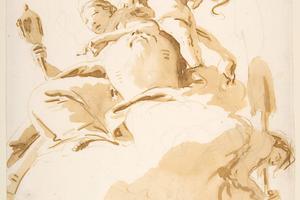 素描合集-Giovanni Battista Tiepolo--Seated Woman with a Winged Putto