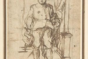 素描合集-Bartolomé Estebán Murillo--Standing Male Figure Study for a Portrait