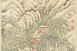 镇海寺雪景轴
