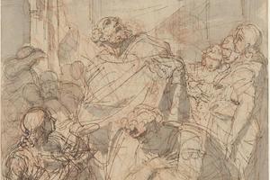 素描合集-Laurent Pécheux--St. Peter Baptizing Cornelius (Acts 10 44-48)