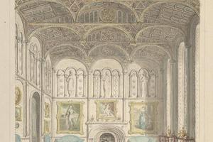素描合集-Attributed to John Carter--Drawing Room of Lea Castle, Looking West