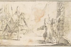 素描合集-Giovanni Battista Tiepolo--Illustration for a Book Reception of a Bishop Leading