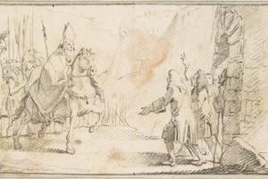 素描合集-Giovanni Battista Tiepolo--Illustration for a Book Reception of a Bishop Leading
