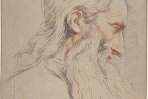 素描合集-Jean Restout le jeune--Head of a Bearded Man