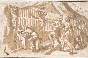 素描合集-attributed to Francesco Allegrini--The Library of Pergamus Given to Cleopatra