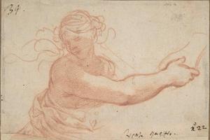 素描合集-Pietro da Cortona--Half-Figure of a Bacchante with Outstretched