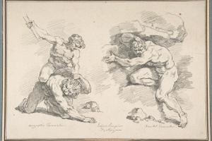 素描合集-Jean Honoré Fragonard--Hercules and Cacus, after Annibale Carracc