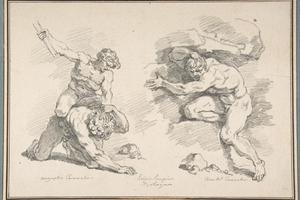 素描合集-Jean Honoré Fragonard--Hercules and Cacus, after Annibale Carracc
