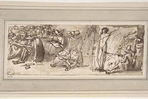 素描合集-Pier Francesco Mola--Artists Drawing and Painting in a Studio