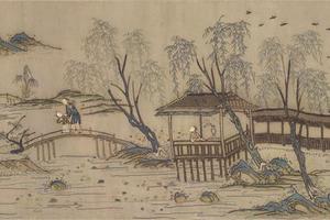 本色纳纱加绣春牛图卷