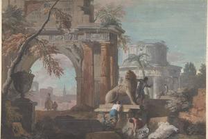 素描合集-Marco Ricci--Capriccio with Roman Ruins