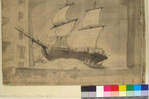 素描合集-Pierre Luc Charles Ciceri--Drawing for Wagner's Le Vaisseau Fantome