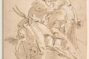 素描合集-Giovanni Battista Tiepolo--Marine Deity with Attendant Female Figure