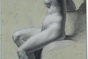 素描合集-Pierre Paul Prud'hon--Seated Female Nude (recto); Standing Male Nude