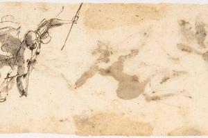 素描合集-attributed to Francesco Allegrini--Four Flying Angels ; Two Flying Figures